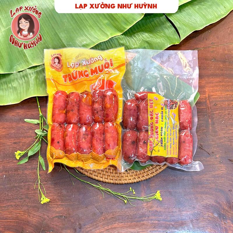 COMBO 2 VỊ LẠP XƯỞNG TƯƠI ĐẶC BIỆT - TRỨNG MUỐI Sấy khô dẻo + TẶNG BÁNH PHỒNG SỮA + Đặc sản Cai Lậy Tiền Giang VỊ MẶN NGỌT + Bao gồm 500g lạp xưởng đặc biệt và 500g lạp xưởng trứng muối trứng chiếc có chiếc không + đóng gói hút chân không