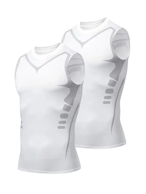 2 Pieces Mens Workout Tank Tops, Moisture-wicking Running Gym Vests, Breathable Elastic Sleeveless Compression Sports T Shirts, Gym Workout Clothes 3