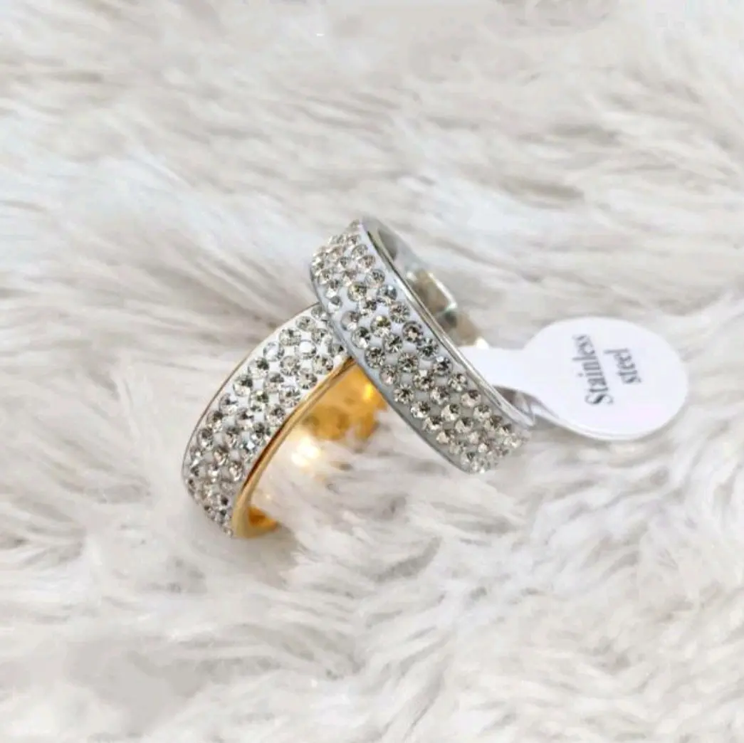 Cincin titanium full permata 100% anti karat & tidak luntur