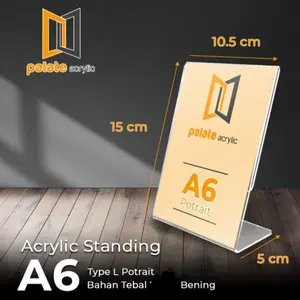 Acrylic akrilik tempat brosur A6 acrylic no meja brosur holder L
