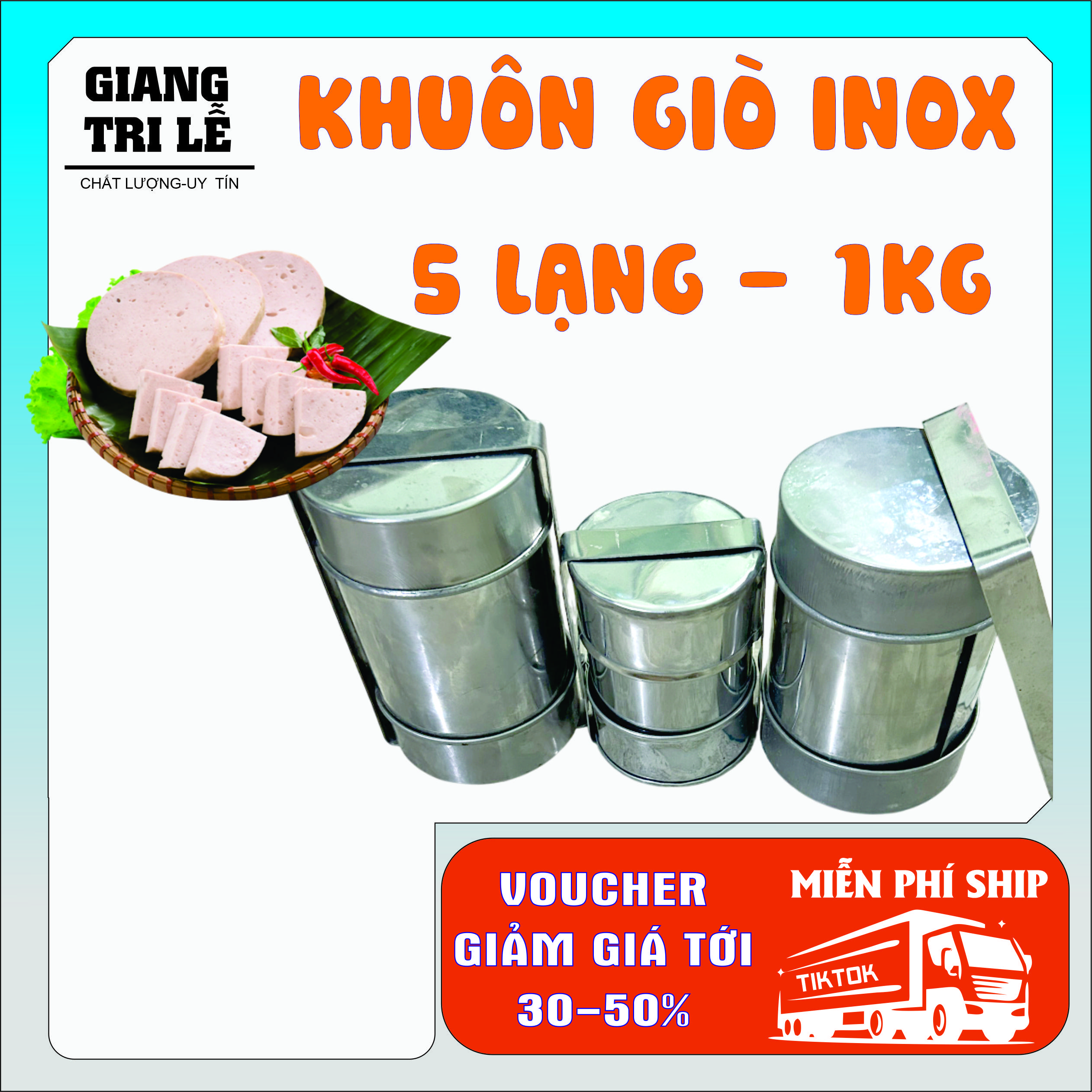 Khuôn Chả Lụa 0,5KG, 1KG Inox Chuyên Nghiệp
