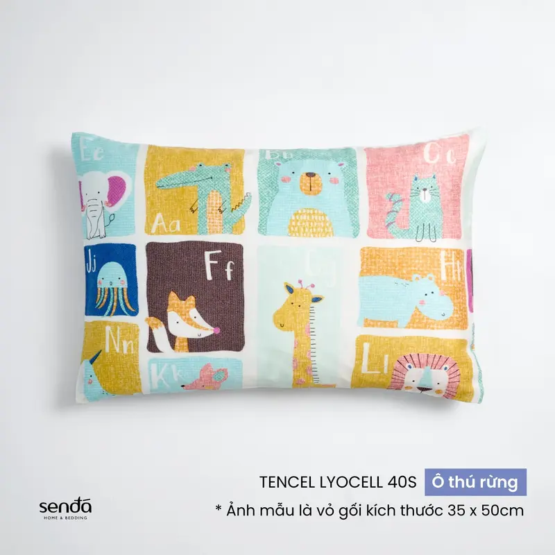Vỏ gối cho bé Lụa Tencel 35x50 45x65 50x70 cm Sen Đá Home Bedding họa tiết cao cấp, áo gối, bao gối nằm 100% Lyocell 2