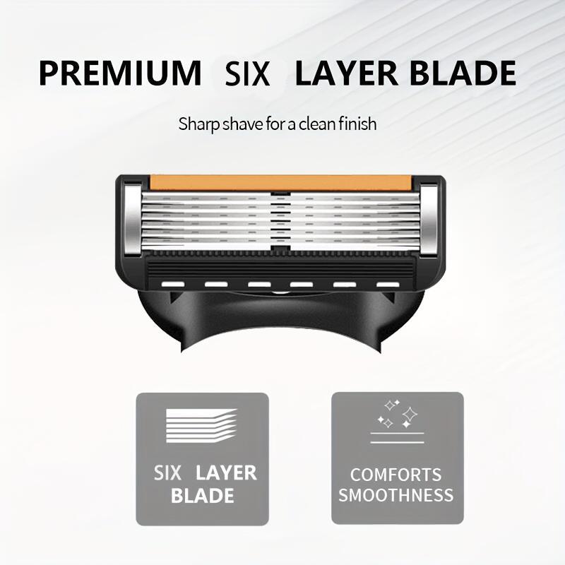 Manual Razor with Replacement Blades, 1 Box Smooth Shaving Tool, Safe and Skin Friendly, Men's Shaving Tool 2