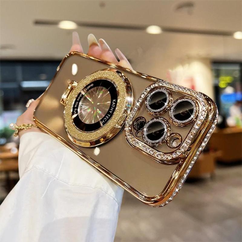 Product Introduction of Fashion Camera Design Phone Case with Lens Protector, Rhinestone Decor Phone Protective Cover, Phone Accessories Compatible with iPhone 12 13 14 15 16 Plus Pro Max, Casing 0