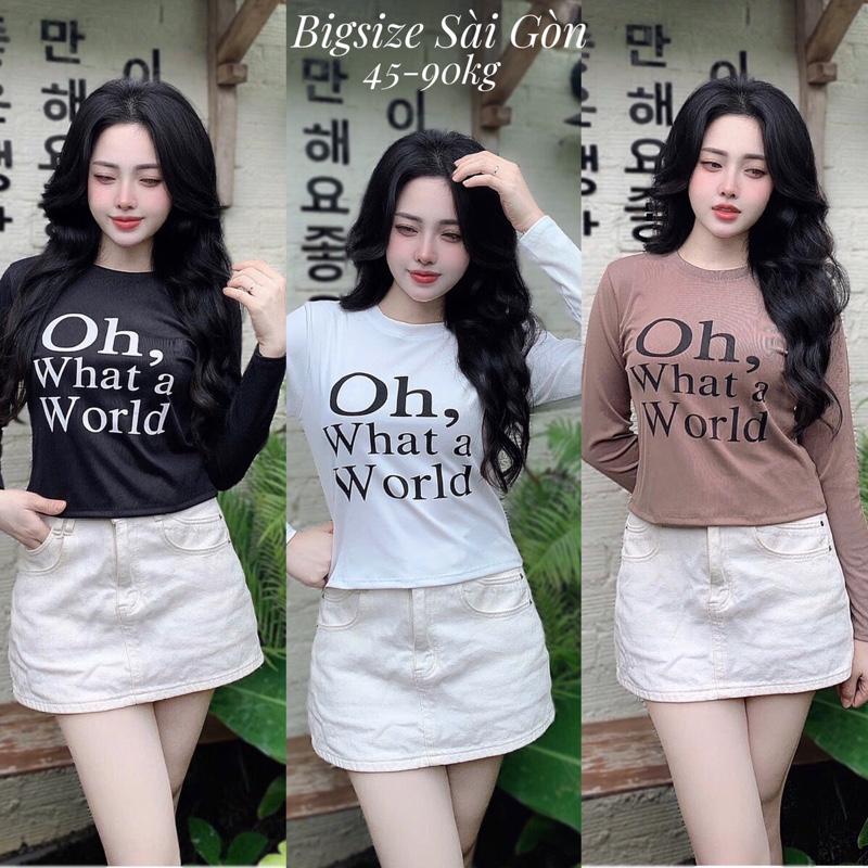 Áo Thun Nữ Cổ Tròn In Hình Oh'What Thun Tăm Mềm 45 - 90Kg Có Bigsize Sài Gòn Top Women - B.1501