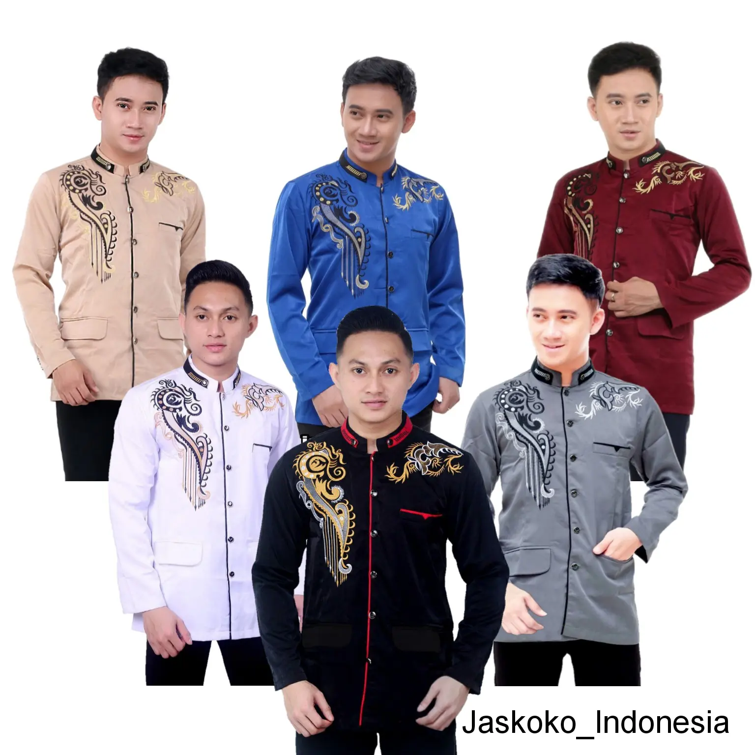 Jasko Bordir Jalu Elegan Baju Koko Muslim Pria Dewasa Jumbo Hitam High Twist