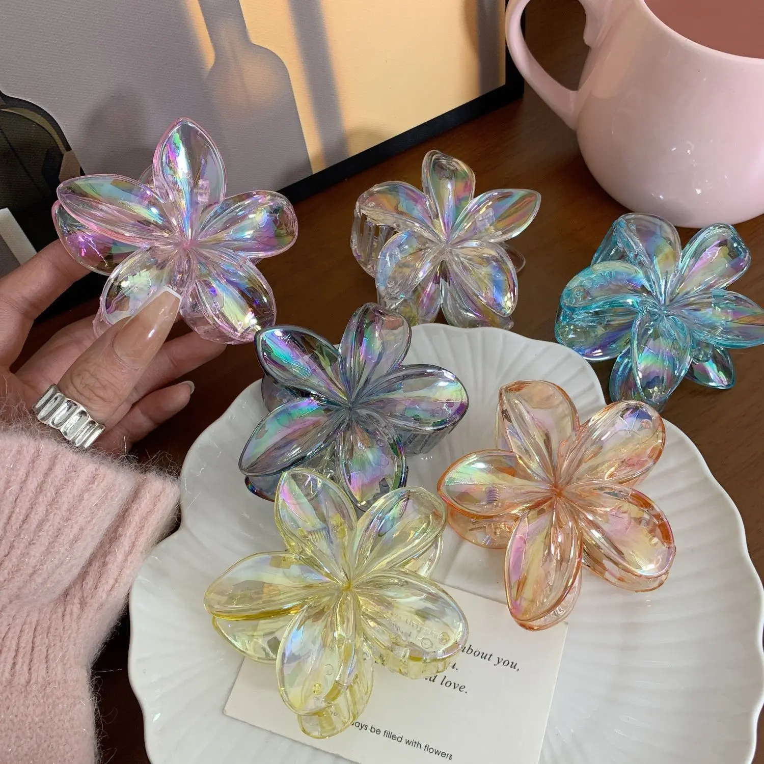 Plumeria Rubra Barrettes Hairpin Flower Hair Clip Women's Hair Clip Seaside Vacation Style Hair Accessories High-End Sense