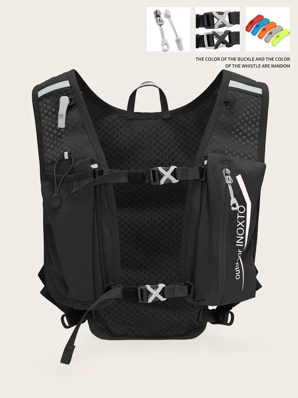 Sporty Unisex's Letter Print 1.5l Hydration Vest Backpack, Waterproof Lightweight Contrast Mesh Sheer Zipper Running Vest Bag, Sport Accessories for Hiking Running Cycling Fishing Pickleball Tennis, Travel Accessories, Gym Bag 3