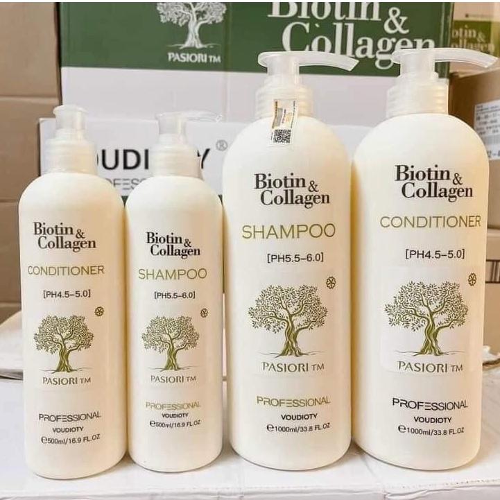 Cặp Dầu Gội và Xả Biotin Collagen Trắng 500ml-1000ml Gội Đầu Nữ Women