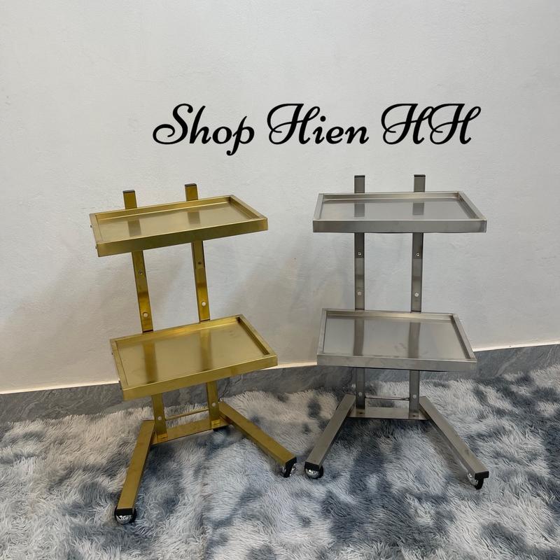 [ XE TIÊM ] Xe Đẩy 2 tầng inox 304 mạ vàng cao cấp dùng trong spa phun xăm thẩm mỹ viện Nhà Bếp Kitchen