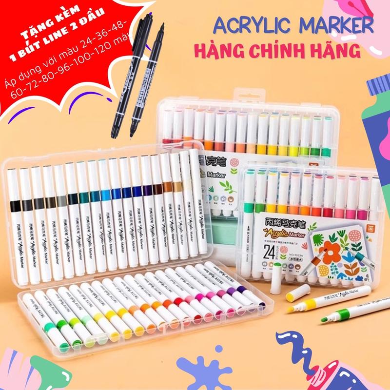  Bút Màu Acrylic Marker 12 24 36 48 60 72 80 96 120 Màu Cao Cấp - Vẽ Lên Nhiều Chất Liệu 