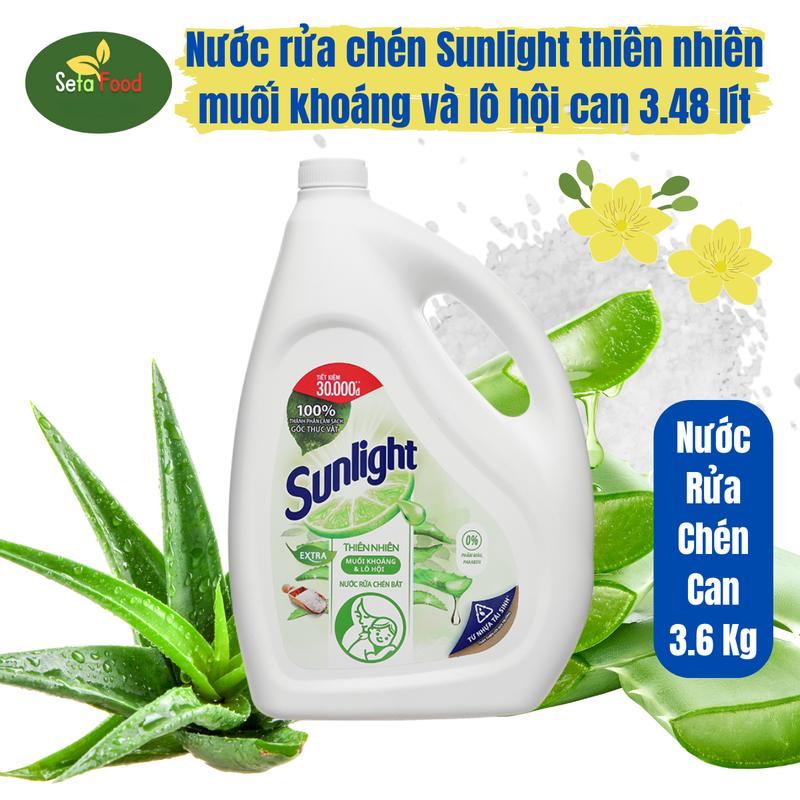  Nước rửa chén Sunlight thiên nhiên muối khoáng và lô hội can 3.3 lít Làm Sạch nuoc ruachensunlight 