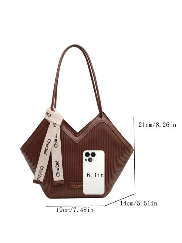 Women's Fashionable Patched Design Tote Bag, Casual Large Capacity Shoulder Bag for Daily Used, Trendy Versatile High-quality Daily Commuting Bag 7