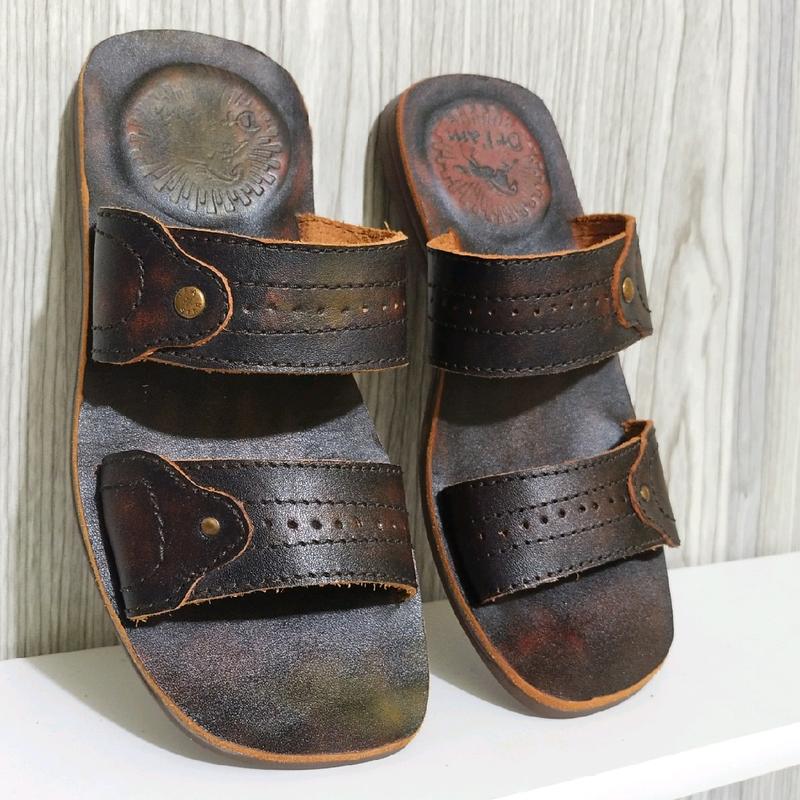 Sandal Lelaki Ban 2 Asli Kulit Sapi | Kode 4012 Sol Karet 8