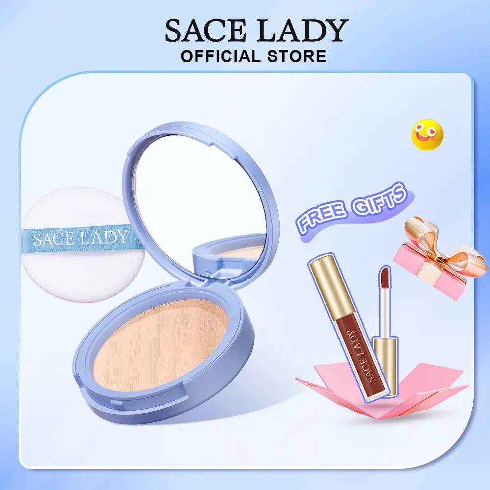 M-C [COD] SACE LADY Matte Face Powder Oil Control Long-Lasting Setting Powder Flawless Face Makeup With Mirror Free With Mini Liptint