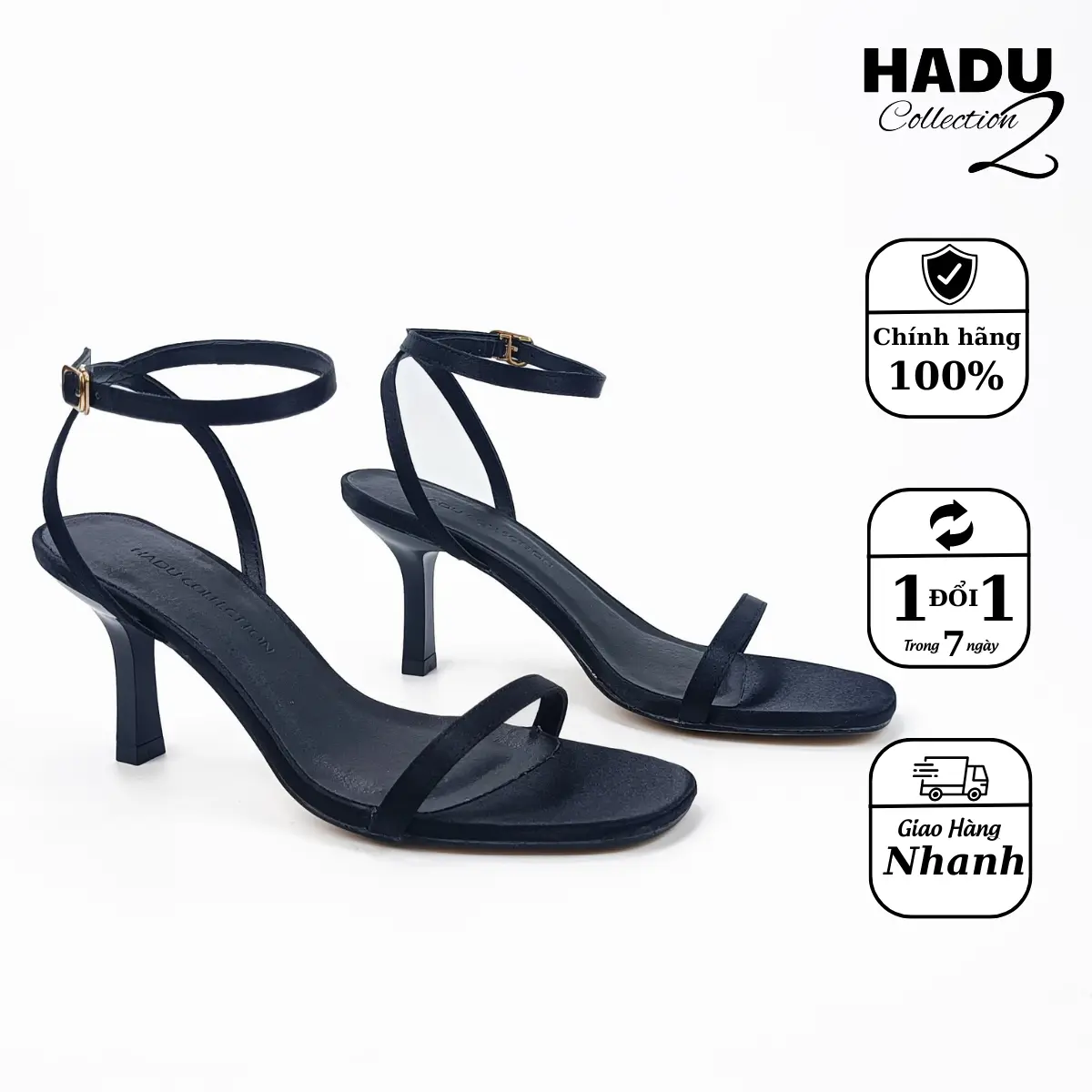 [Form nhỏ tăng size] Dép  sandal cao gót 7P quai ngang dây mảnh HADU G731 chất liệu cao cấp - BH 12 tháng GiàY DéP Nữ Shoes Nhung