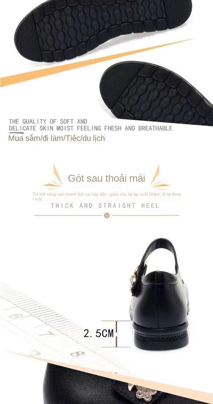 Product Introduction of Giày Cao gót Cho Mẹ, Da Thật Mềm, Mũi Tròn, Giày Nữ, Giày Da Đế Bằng, Có Dây Đeo Chống Trượt, Thích Hợp Cho Phụ Nữ Trung Người Già Và Cao Tuổi, Giày Đi Làm Cho Phụ Nữ Shoes Jean 4