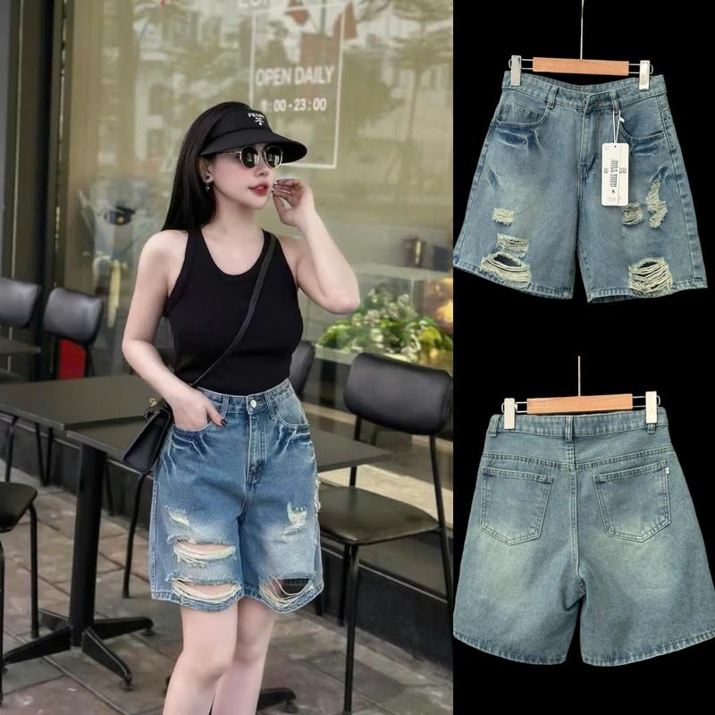 Quần Jeans Ngố Nữ Rách Lai Cuốn Nhà AnhThu Women Jeans