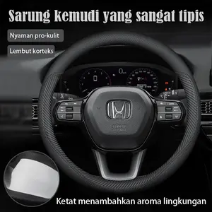 Sarung Stir Mobil Universal 38cm Motif Karbon, Cover Setir Kulit Jok Mobil Sport dengan Anti Slip & Breathable