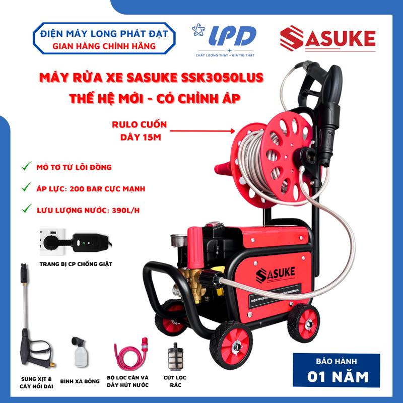 Máy rửa xe Có rulo cuộn dây áp lực 15 mét SASUKE SSK3050 Plus công suất 3050W Có chống giât Motor lõi đồng