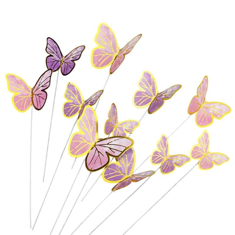 Hiasan Kek, Rama-rama Wayar Tiga Dimensi, Kertas Bercop Emas - TikTok ...