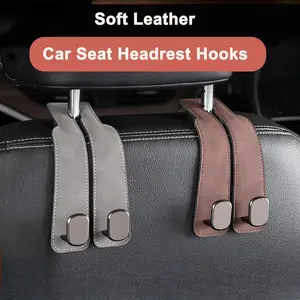 Hanger Kursi Mobil Gantungan Organizer Car Headrest Hook Holder Gantungan Barang Mobil Kait Multifungsi Kulit Logam Hitam Universal