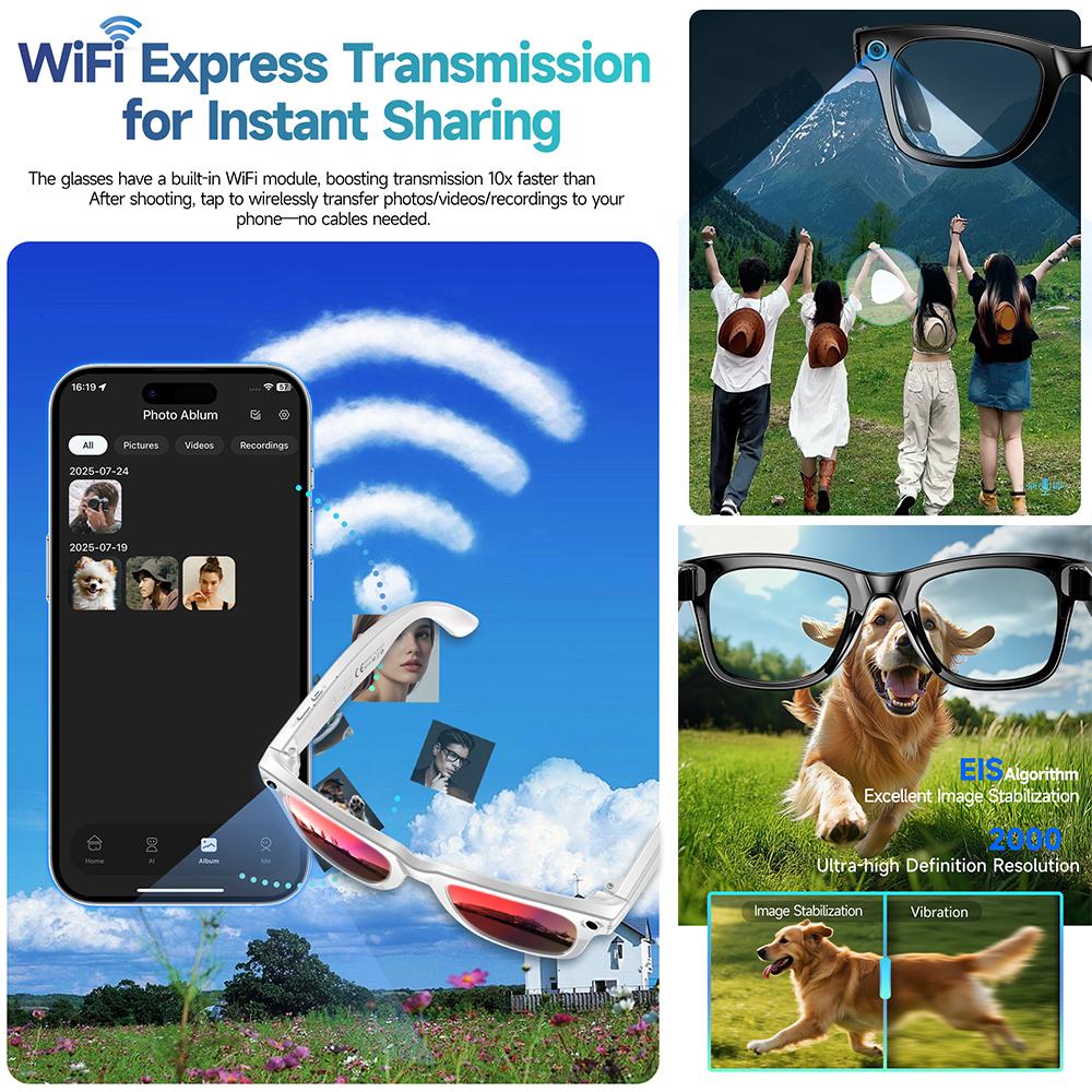 2026 New 800W AI Camera Smart Glasses Color-Changing Men Translation Glasses Waterproof Call Photo Video Recording Sunglasses - Image 4