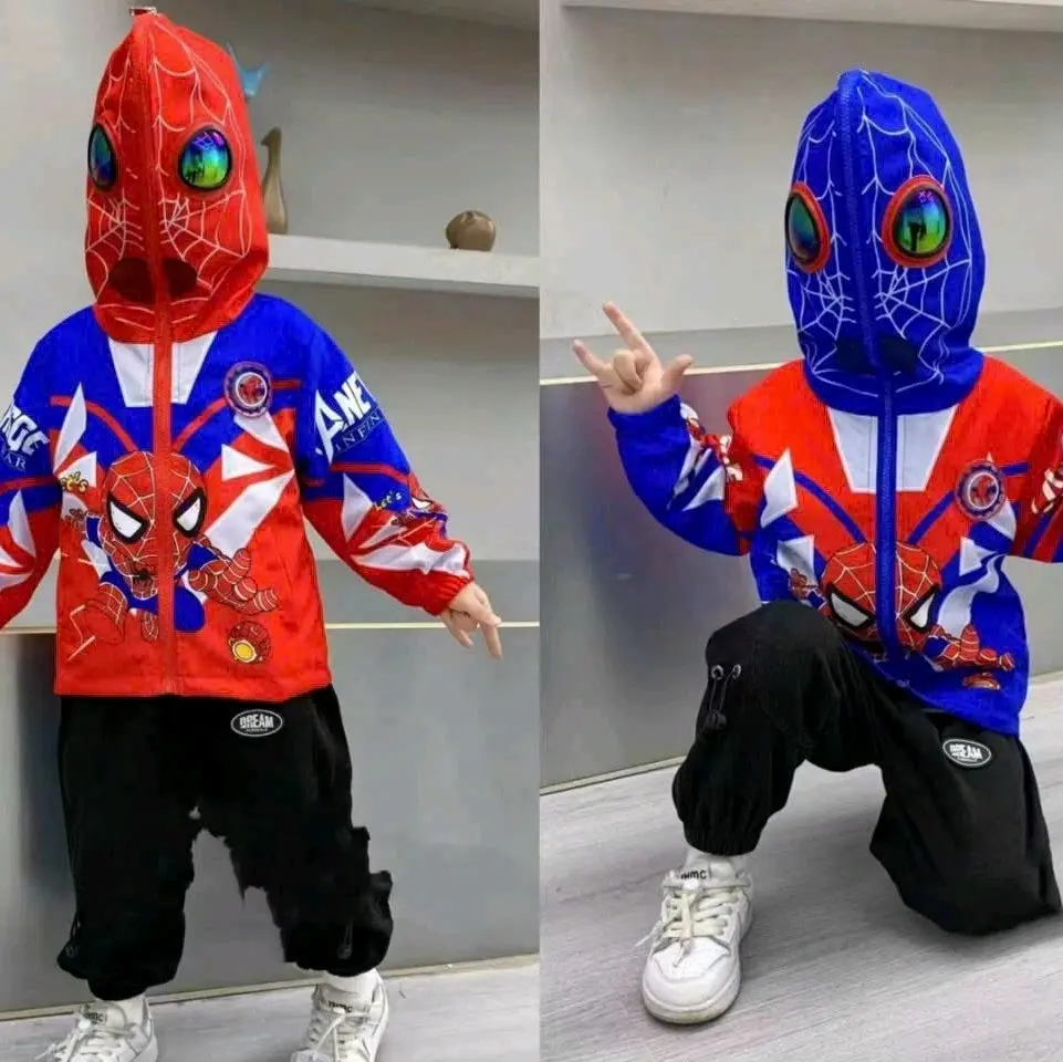 (11-25 kg)Áo khoác phao Nhện có kính, có đèn, lót lông nhung hàng QC-A450 Khóa kín đầu