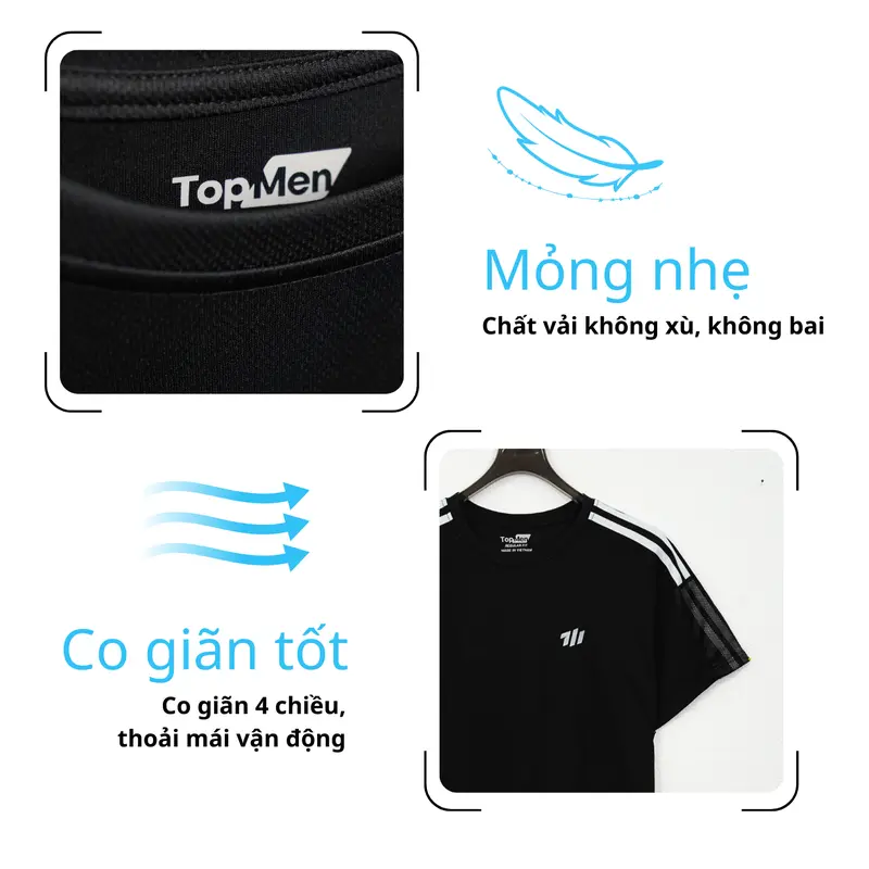 TOPMEN - Bộ thể thao thoáng khí phối lưới dù tay áo và quần độc đáo - đủ size từ 40 đến 80 cân- Sport, Chạy Bộ 5