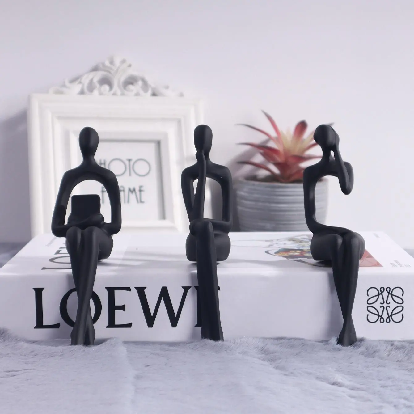 Art Figurine Ornament, 3 Counts/set Modern Desktop Decoration, Decorative Ornament for Home Living Room Bedroom Study Room Bookshelf