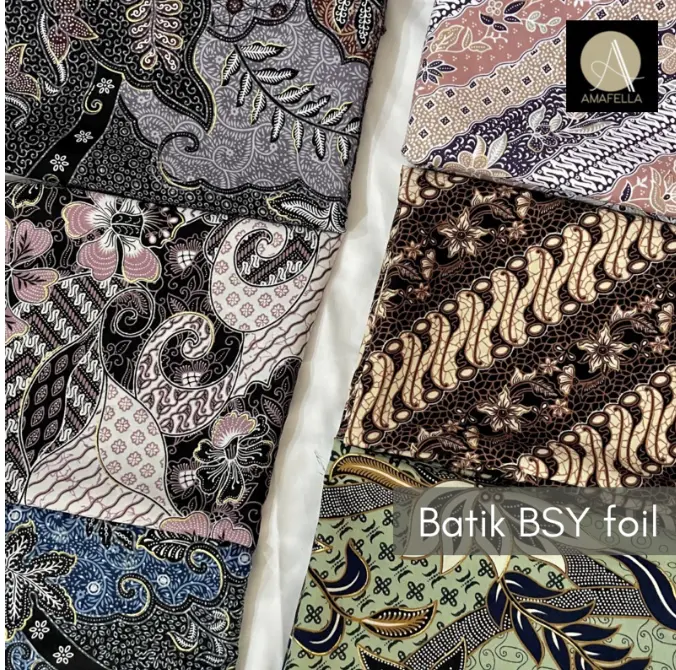 ½ SETENGAH METER KAIN BATIK BSY Foil (BUKAN BAJU) Halus Meteran Bahan Rok Kebaya Wanita Bridesmaid Seragaman Keluarga
