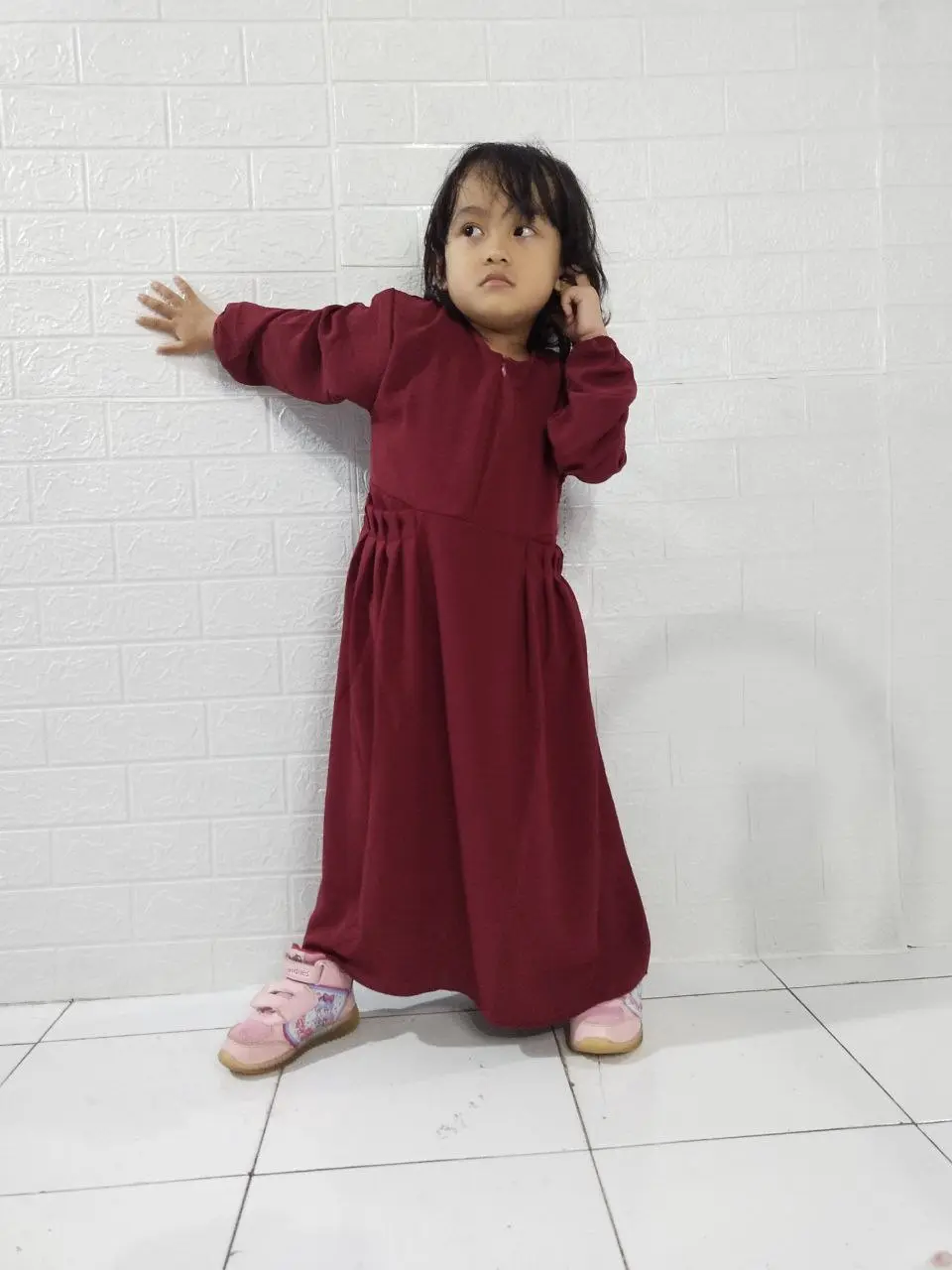 Gamis anak chika untuk umur 4-5 tahun rayon kringkel premium/Baju muslim anak/ Dress muslim anak/Dress anak lagi promo Panjang Katun
