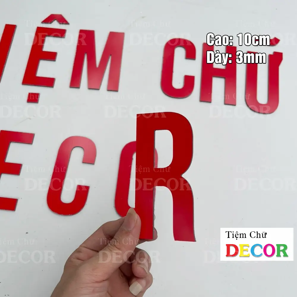 Chữ Alu Đỏ 10cm dày 3mm T1 In Hoa trang trí dán tường - biển quảng cáo đám cưới