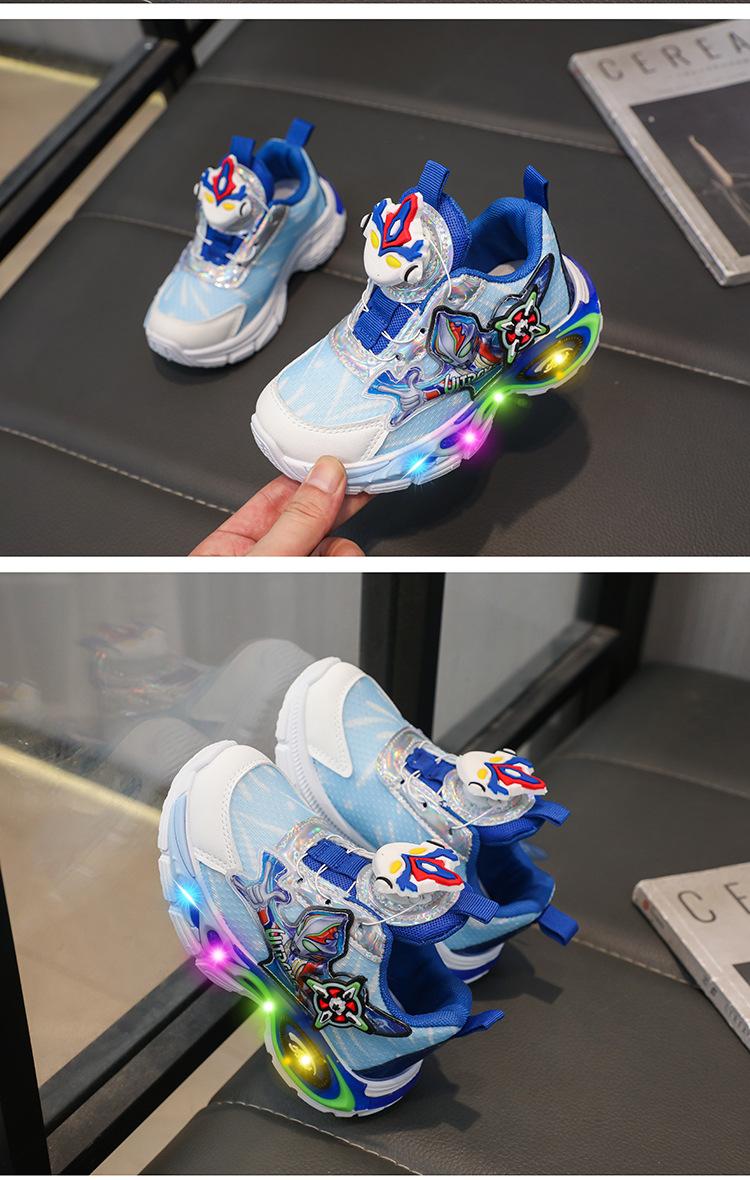 Product Introduction of Boys Cartoon Light Sneaker 2024 Spring and Autumn Mesh Shoes Rotating Button Dad Shoes Children Student Running Shoes 8