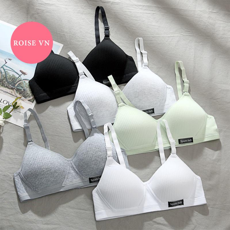 SÉT 3 Áo lót học sinh nữ sinh đệm mỏng mềm mại may liền không xê dịch bra không gọng thấm hút mồ hôi H35 Women Cotton áo lá AL-01