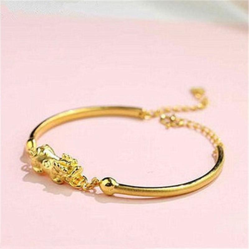 Product Introduction of Brass Gold-Plated 3d Hard Gold Pi Xiu Bracelet Imitation Gold Women's Bracelet Korean Gold-Plated Suit Fashion Beading 23