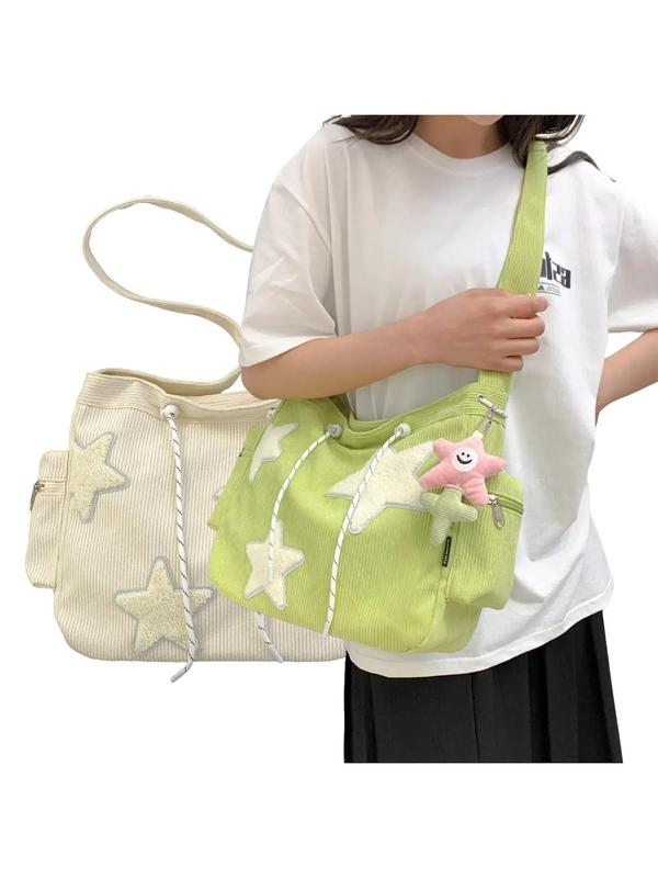 Women's Star Patched Design Tote Bag, Mother's Day Gift, Fashionable Large Capacity Shoulder Bag for Daily Used, Casual Trendy Versatile High-quality Daily Commuting Purse Bag, Girlfriend Gifts 8