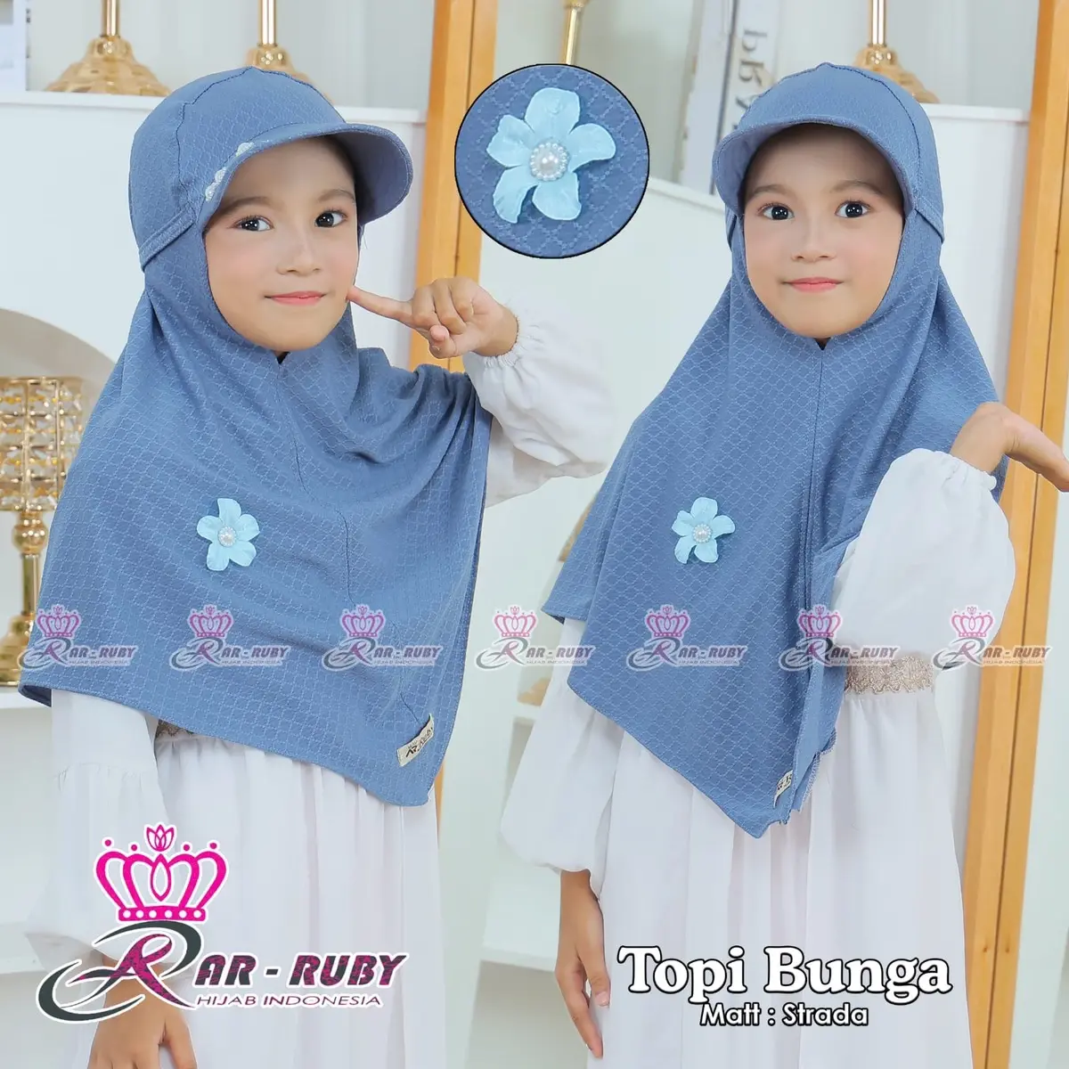 Hijab topi sporty anak untuk usia 4-10 Tahun