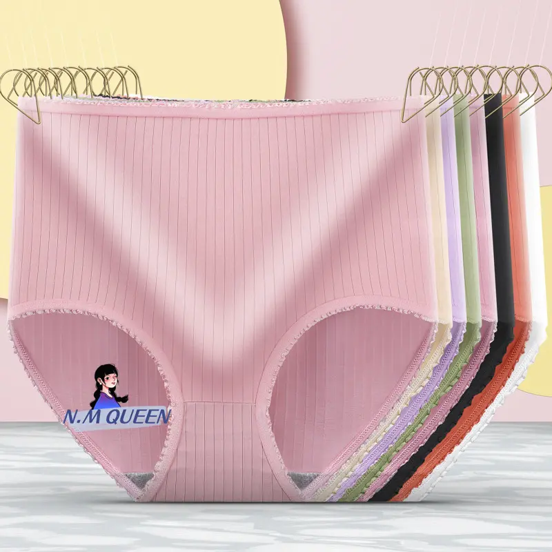 High waist lace shaping ladies fashion panties underwear cotton plus size