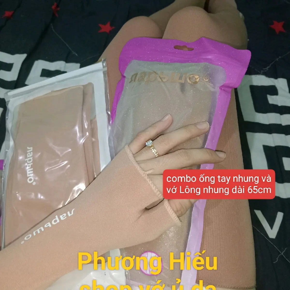 Combo Ống Tay Nhung Và Vớ Đùi Lông Nhung 65cm Siêu Dài -Hàng Cao Cấp _Giữ Ấm Và Khô Ráo Cho Tay Và Chân - Ong, Voi