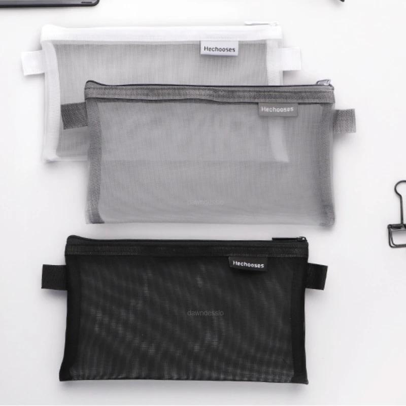 Hộp Đựng Bút Chì Lưới Trong Suốt Túi Đựng Bút Chì Học Sinh Đơn Giản Túi Dung Tích Lớn Hộp Sắp Xếp Văn Phòng Phẩm