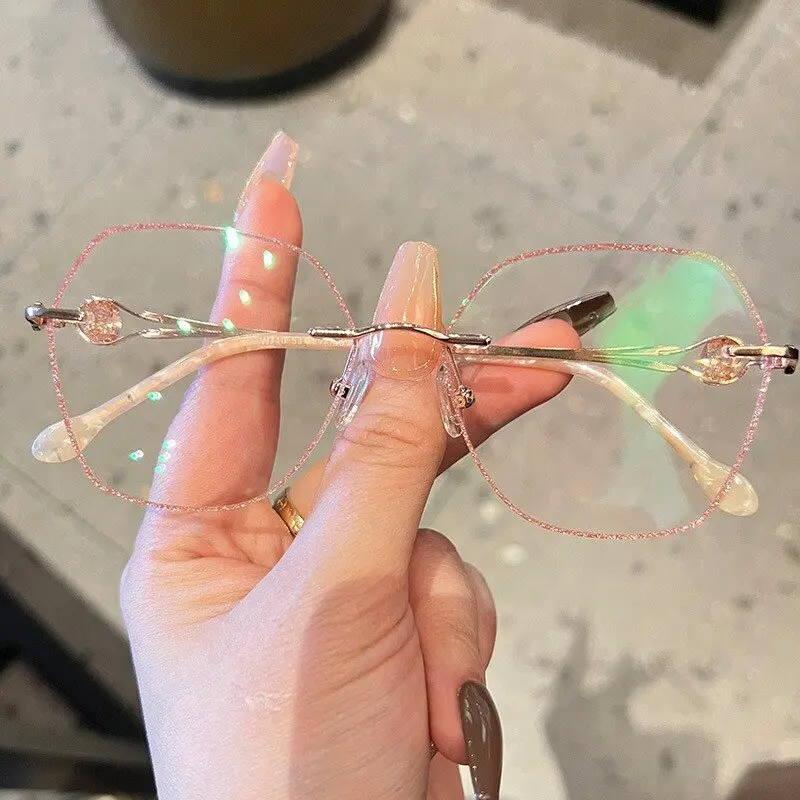 Kính Đọc Sách, Không Gọng, Dành Cho Nữ, Nhẹ, Hình Vuông Có Viền Kim Cương, Thời Trang, +1.00 ° Đến + 3.50 °, Thích Hợp Để Đọc Sách, Kính Mắt 0