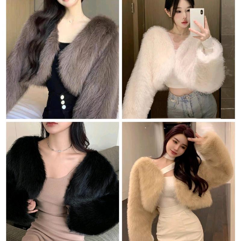 Áo Khoác Lông Croptop - Chất Liệu Lông Mềm - Dành Cho Nữ - Mặc Mùa Đông Women