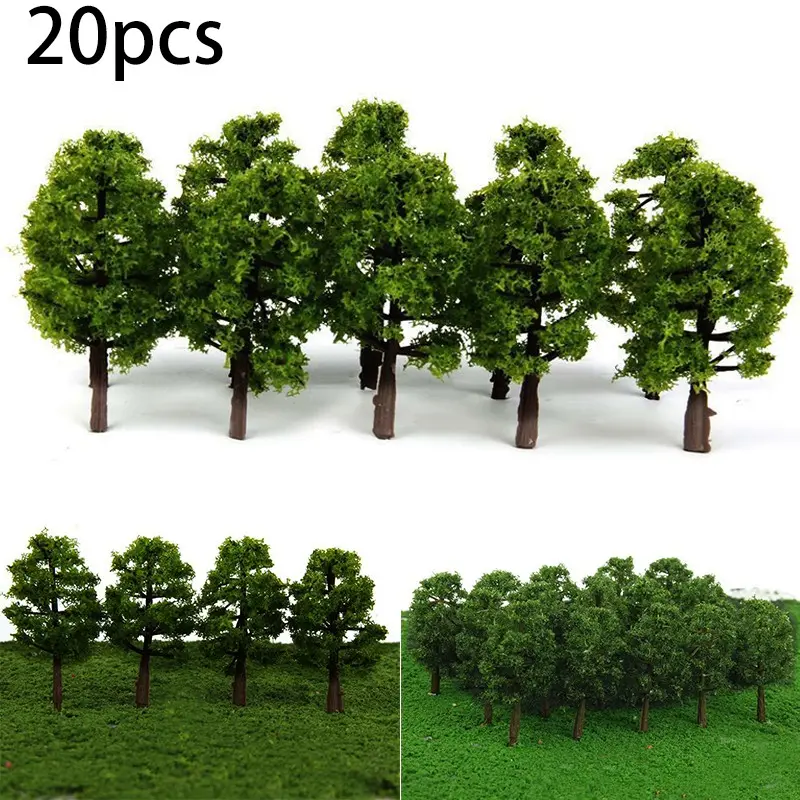 Pokok Model Mini, 20 Keping, 8CM, Hiasan Mikro Landskap, Aksesori Susun Atur Kereta Api, DIY, [Stok] Decoration Outdoor Green