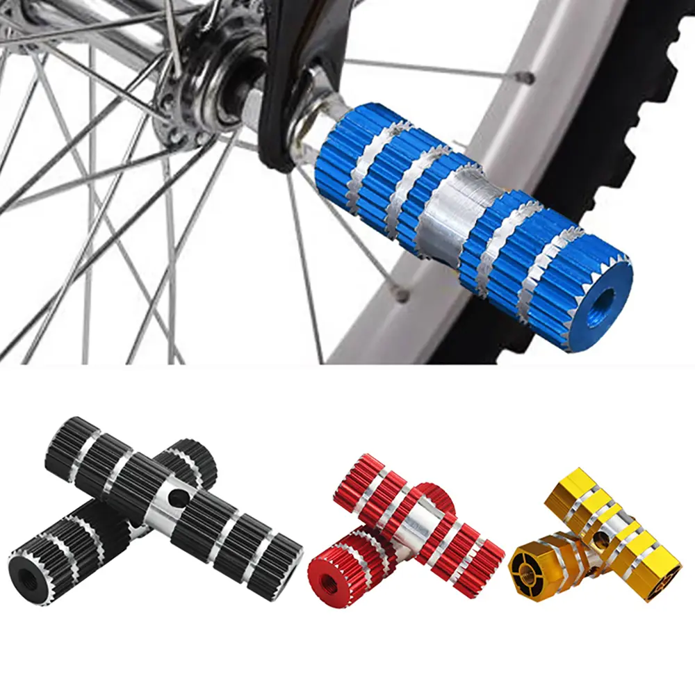 2PCS Bike Pedals Axle Foot Rest Pegs Anti-Slip Aluminum Alloy Front Rear Pedal Bike Accesories