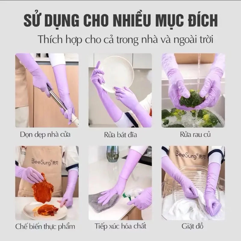 Hộp 10 Đôi Găng Tay Cao Su BeeSurg Mới Dài Hơn, Rửa Bát, Chống Nước, Không Mùi 4
