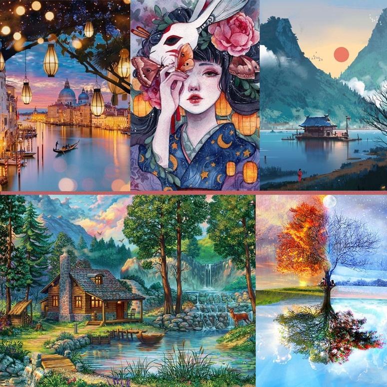 Tranh đính đá tự làm, tranh gắn đá 5D mini nhỏ 30x40cm tự hoàn thành DIY BTS theo yêu cầu Thêu Chữ Làm Đồ Handmade