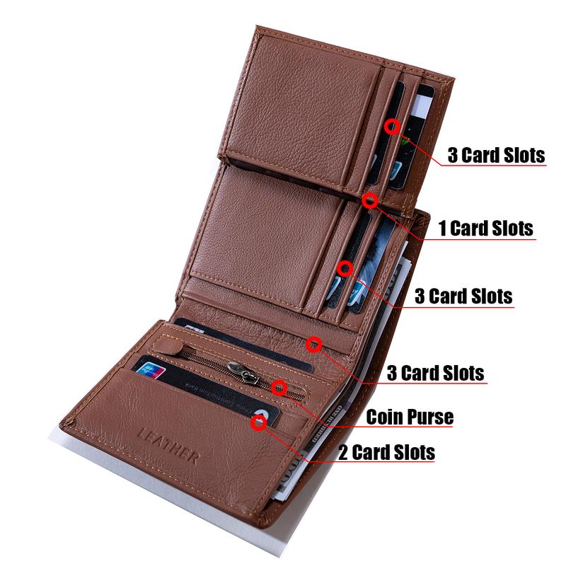 Product Introduction of New Fashion men's wallet Leather Wallets For Men Coin Purse Vertical Credit Card Holder Money Bag Outdoor Sports Bags 13