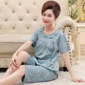 Cotton Pajamas for Mid Age Moms Short Sleeve two peices stes loungewear female Home Wear