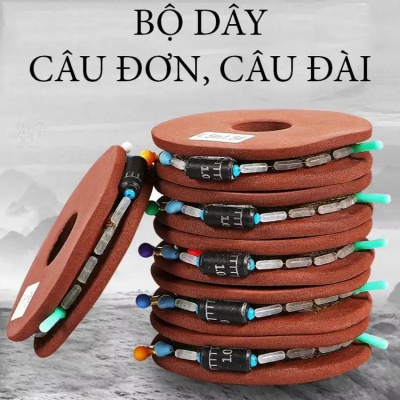 Combo 10 Cuộn Trục Nâu Câu Cá Câu Đài Cước Trục Tàng Hình Buộc Sẵn Giá Rẻ, Đầy Đủ Kích Thước 3m6 Đến 6m3